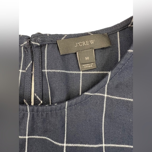 J.Crew Dark Navy Window Pane Plaid Top Size M. - Picture 6 of 11